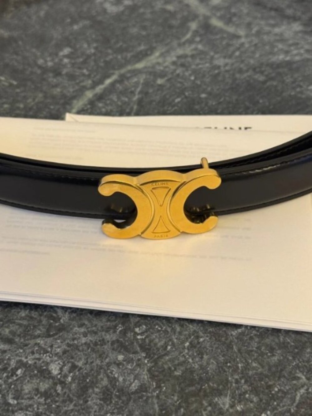 New Celine Triomphe Reversible Leather Belt - Black/Tan - 90cm - Picture 5 of 10